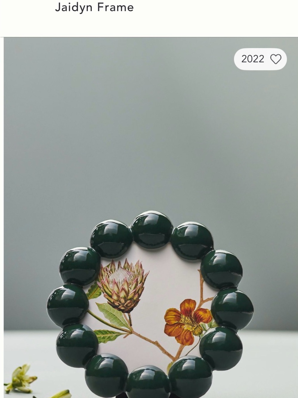 Anthropologie Jaidyn Round Beaded Frame in Deep Green